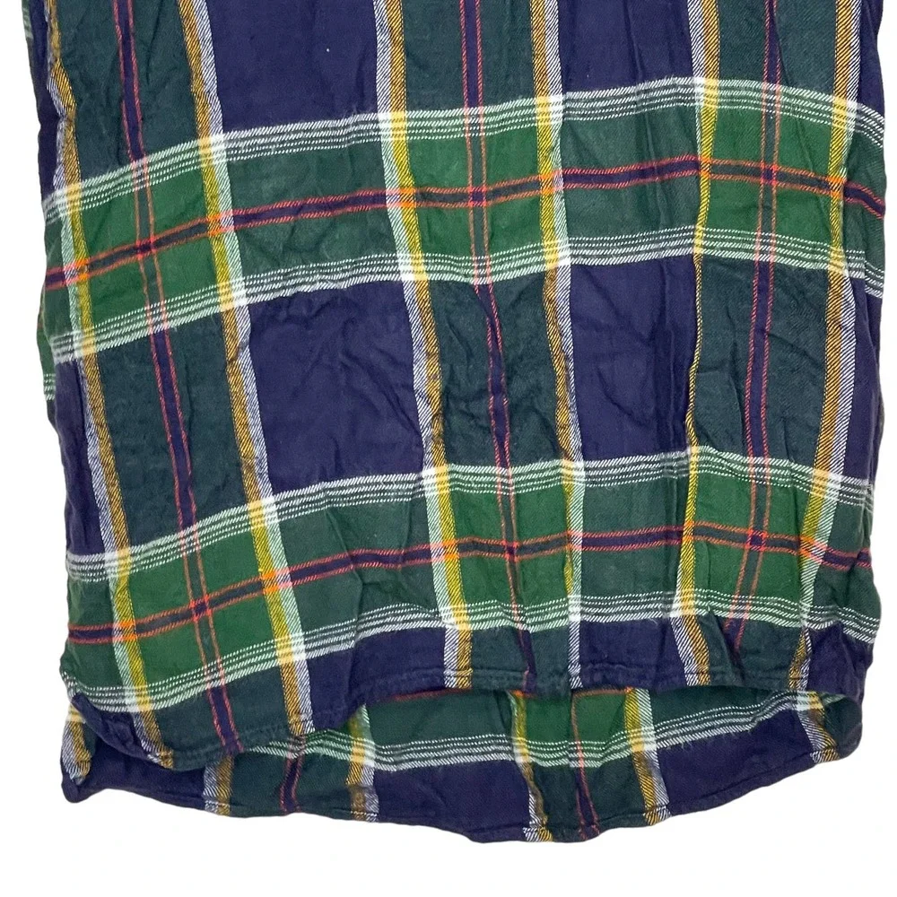 Old Navy Girls L(10) Plus Green Blue Roll Tab Sleeve Plaid Flannel‎ Shirt Dress